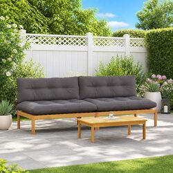 Outdoor Sectional Sofa Unit 2 Piece Natural Dark Grey Acacia Wood Garden Seating