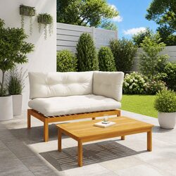 Your Outdoor Space Enhanced with 2 Acacia Wood Sofa Units