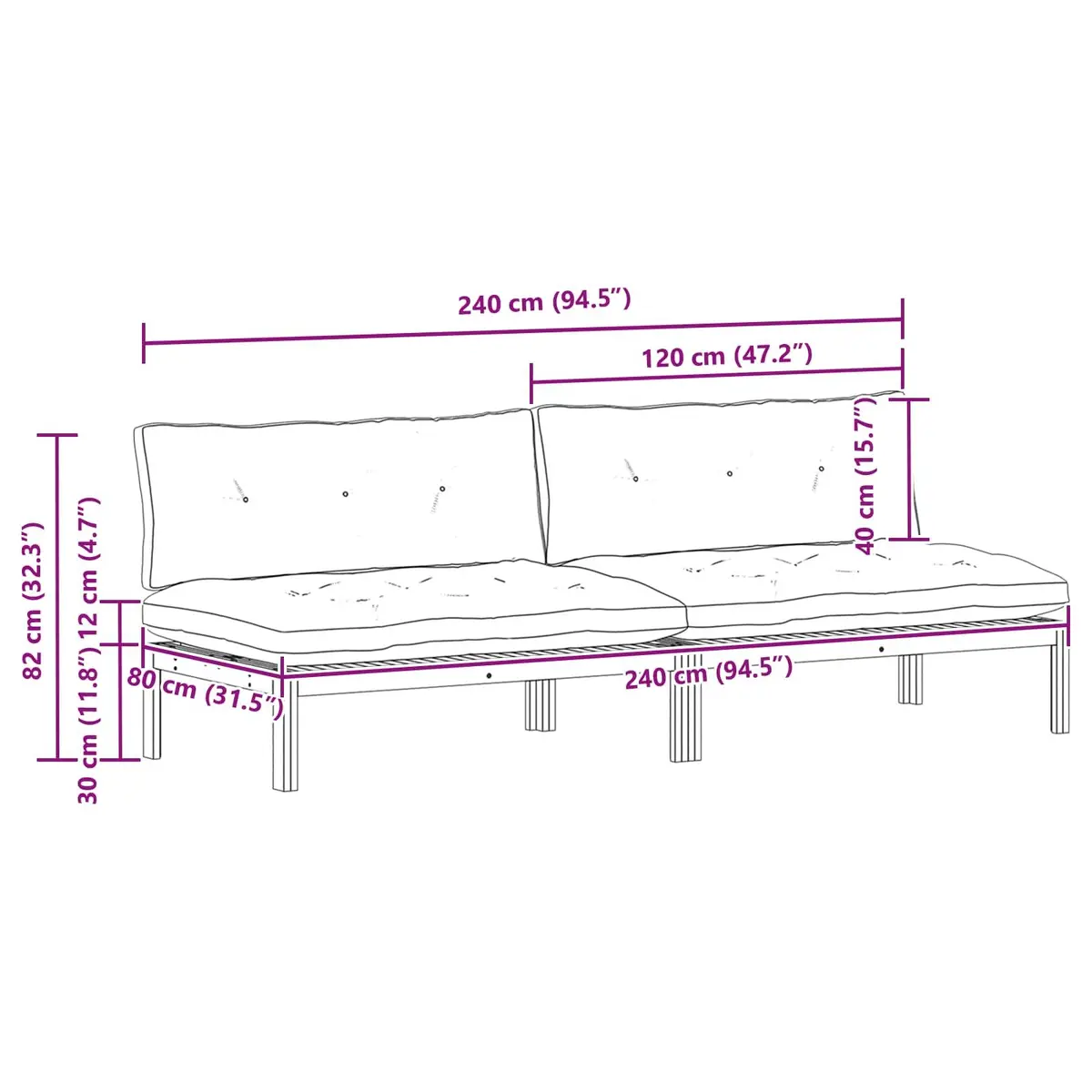 Outdoor Sectional Sofa Middle Unit