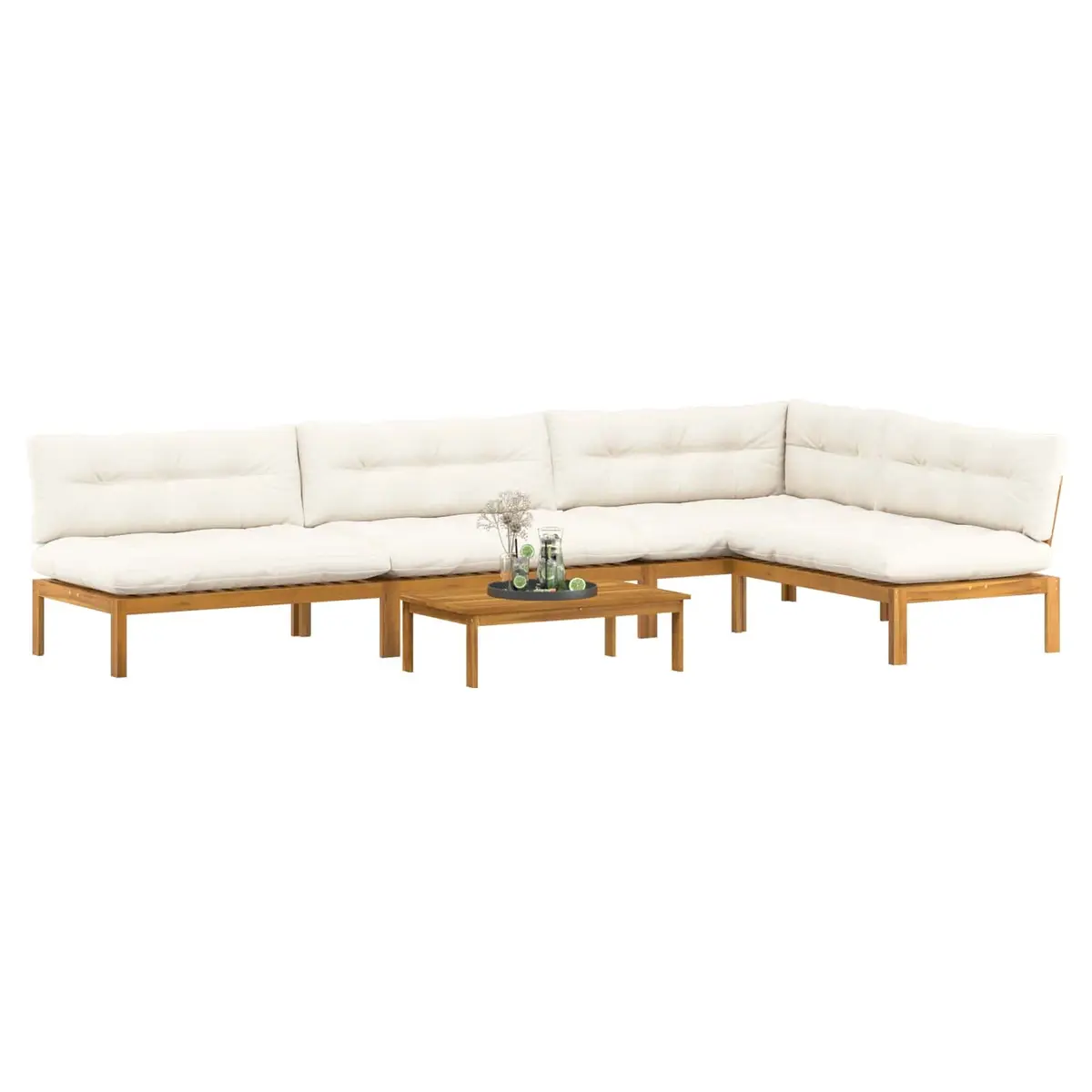 5 Piece Garden Pallet Sofa Set Corner Lounge Outdoor Sectional with Low Table