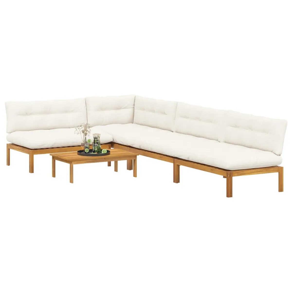 5 Piece Garden Pallet Sectional Sofa Set Solid Wood Corner Lounge Outdoor