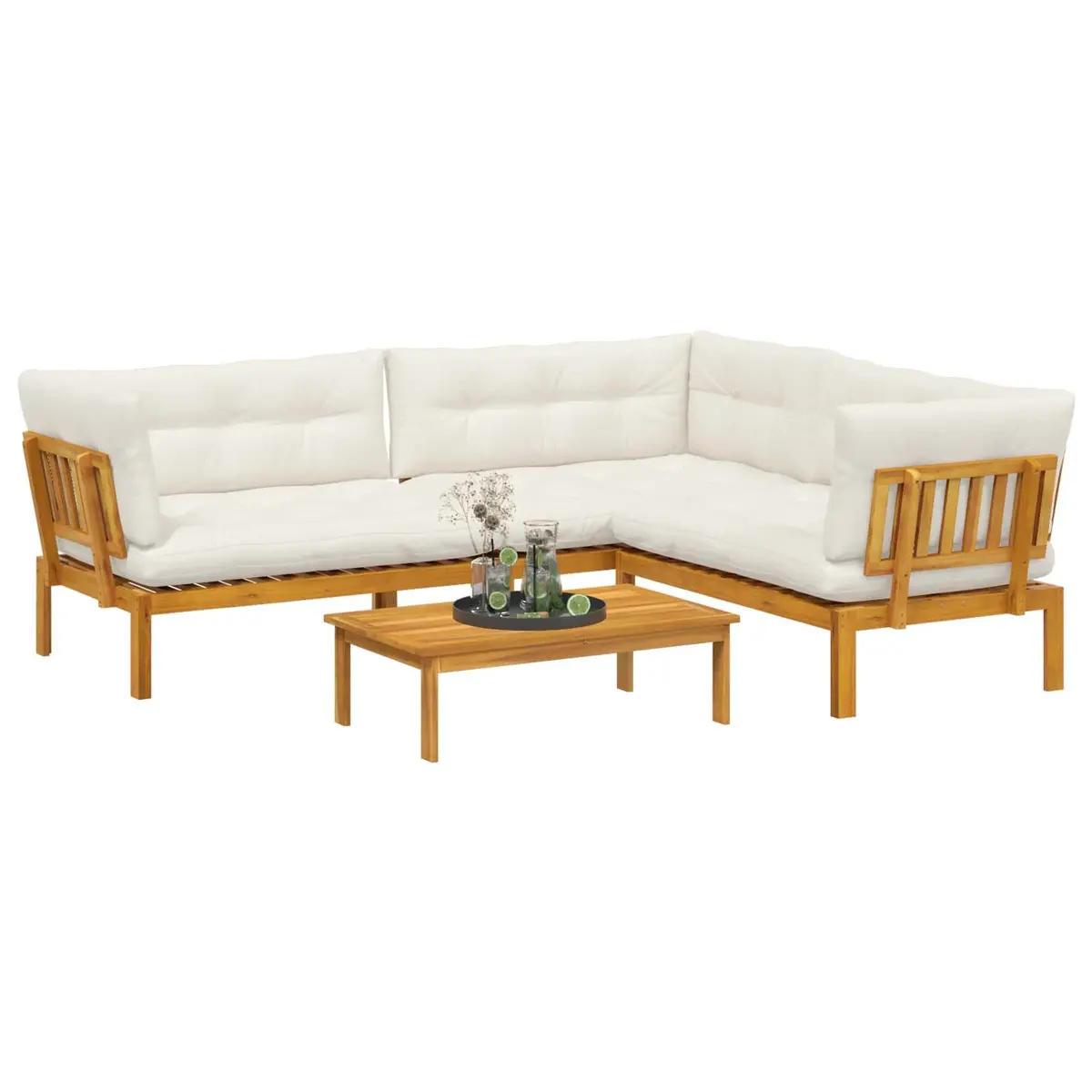 Outdoor Sectional Sofa 4 Piece Pallet Garden Lounge Set Corner Seating with
