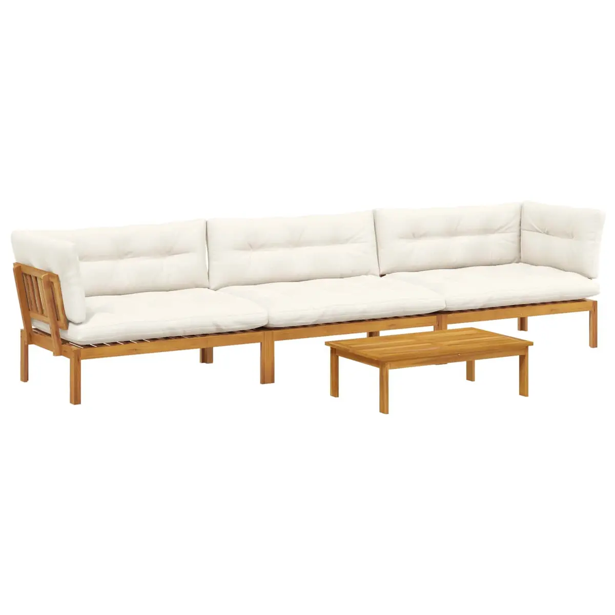 Outdoor Sectional Sofa Set Rustic Acacia Wood 4 Piece Garden Lounge with Low Table