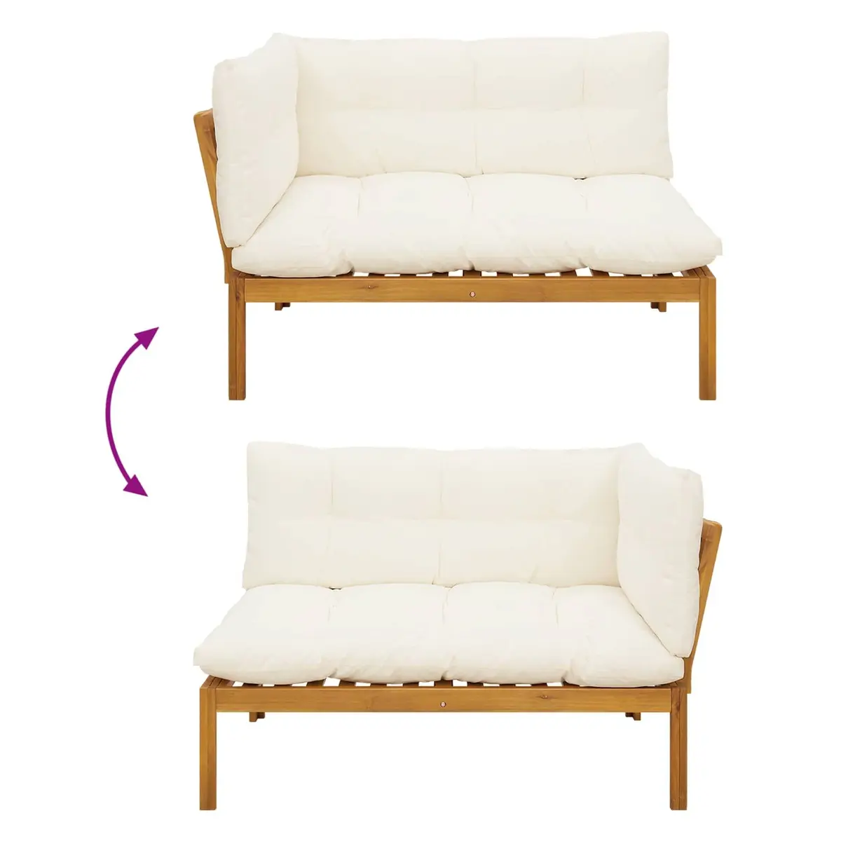 Outdoor Sectional Sofa Set Rustic Acacia Wood 4 Piece Garden Lounge with Low Table