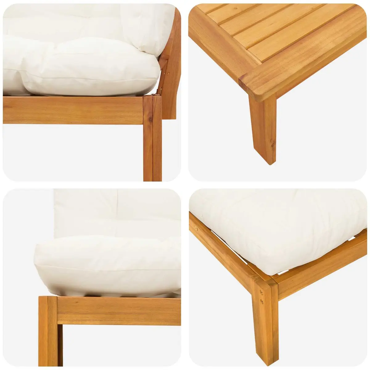 4 Piece Garden Pallet Sofa Corner Lounge Set Outdoor Sectional with Low Table