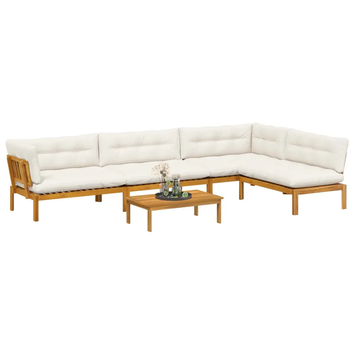 Garden Pallet Sofa Set 5 Piece Corner Outdoor Sectional Lounge with Table