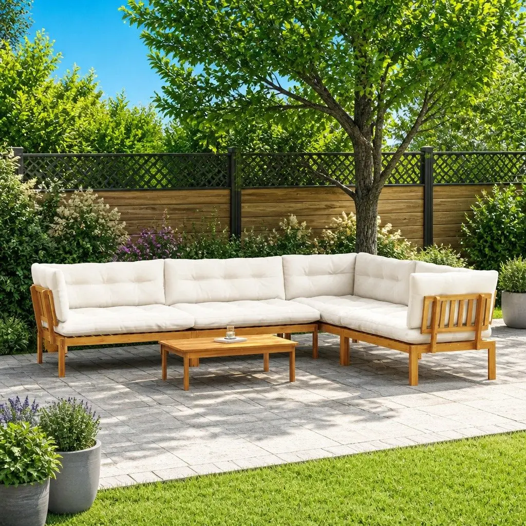 5 Piece Garden Pallet Sofa Set Corner Sectional Outdoor Seating Furniture