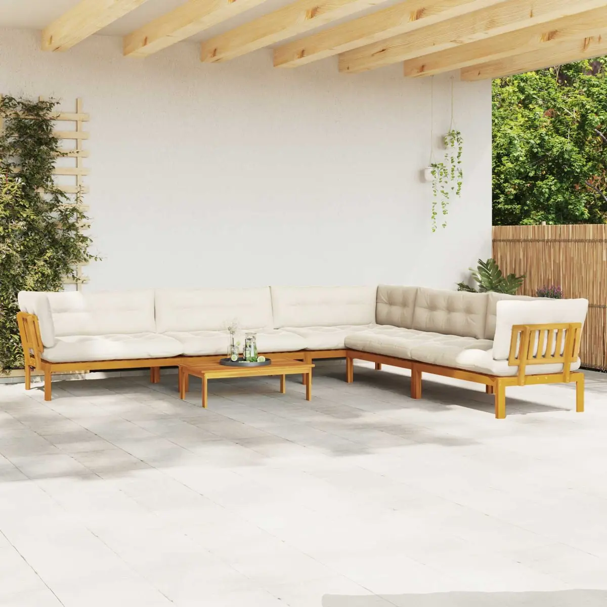 Garden Pallet Sofa 6 Piece Outdoor Sectional Set Acacia Wood Corner Lounge