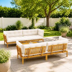 5 Piece Garden Pallet Sofa Set Outdoor Sectional Corner Lounge with Table