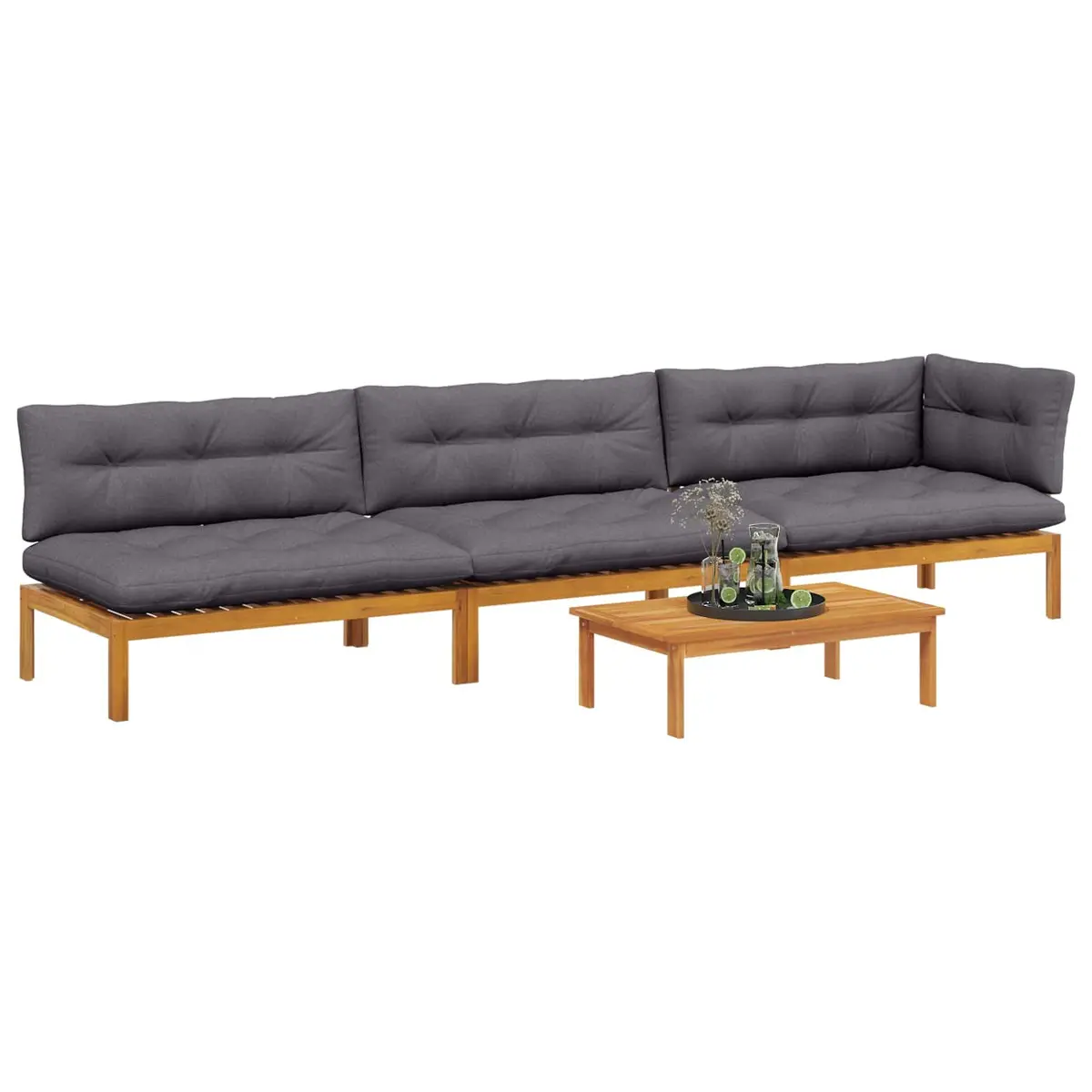 Outdoor Garden Pallet Sofa Sectional Set Rustic Acacia Wood 4 Piece Corner Lounge