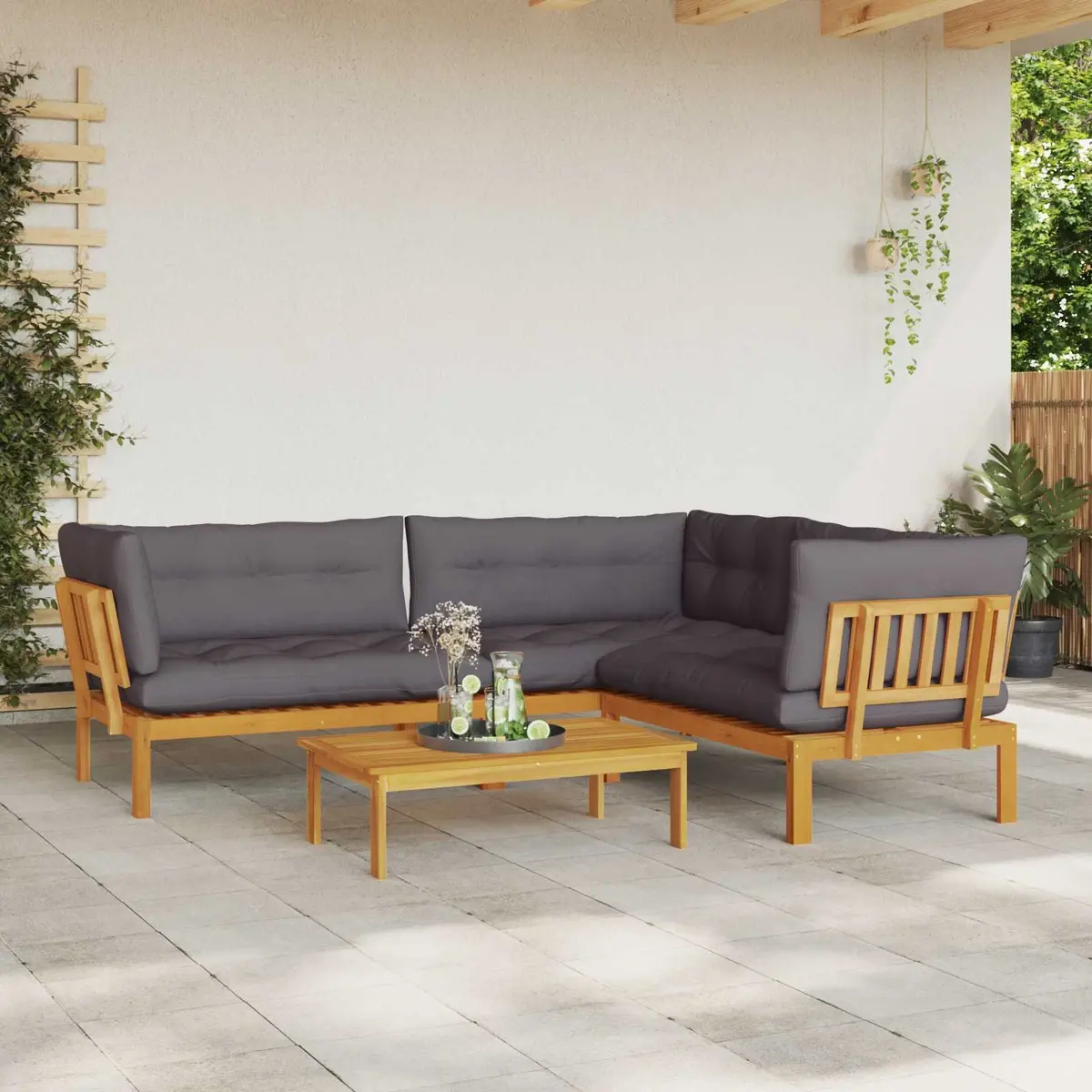 Outdoor Sectional Sofa Set 4 Piece Corner Lounge Garden Patio Furniture with