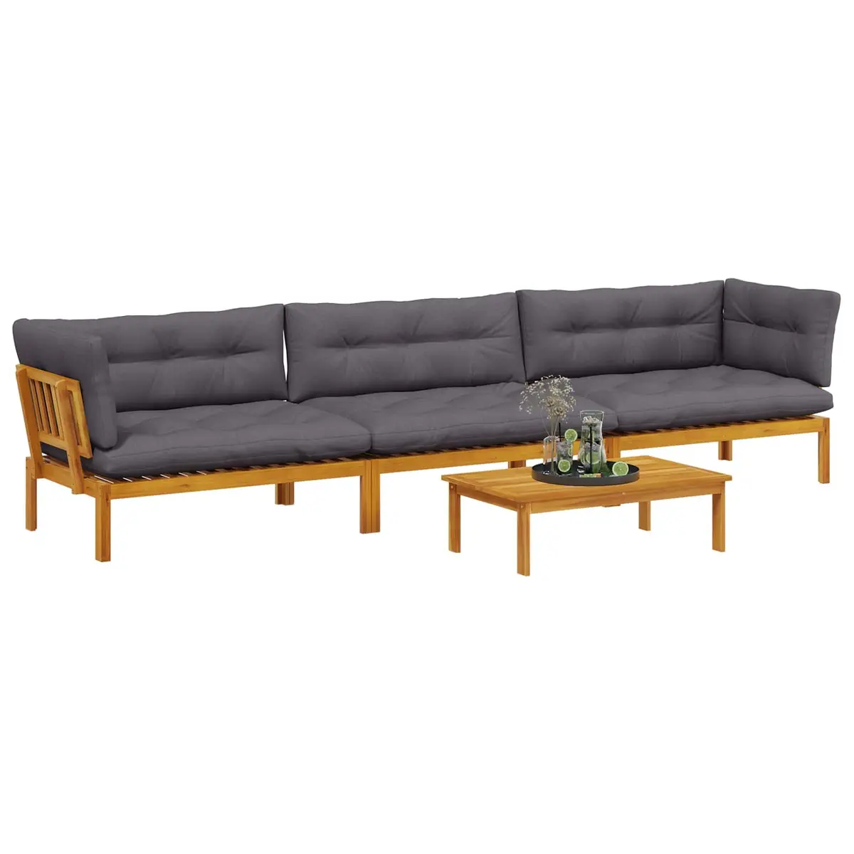 Outdoor Sectional Sofa Set Rustic Garden Pallet 4 Piece Corner Lounge Furniture