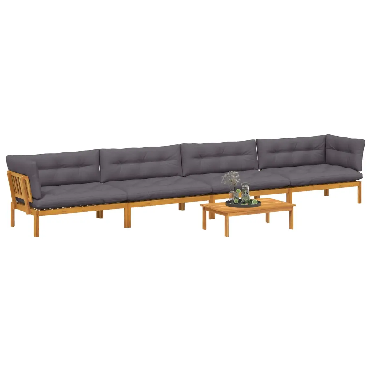 5 Piece Garden Pallet Sectional Sofa Set with Table Outdoor Acacia Wood