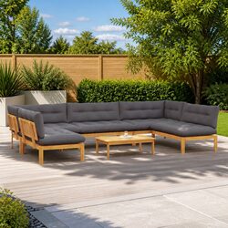 Garden Pallet Sofa Set 6 Piece Corner Lounge Outdoor Sectional with Low Table