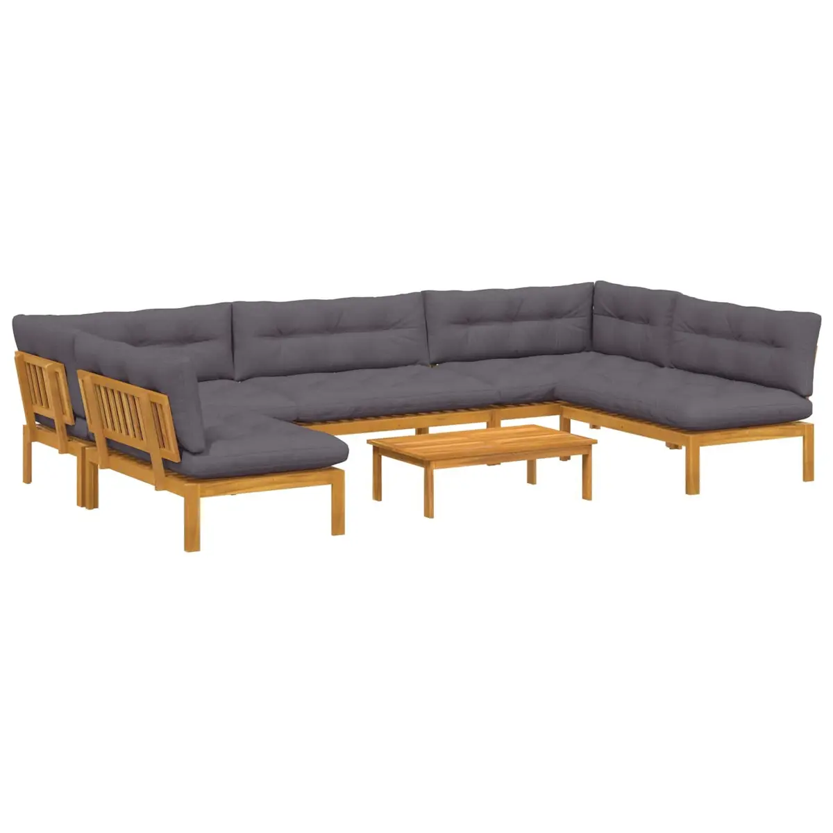 Garden Pallet Sofa Set Corner Lounge 6 Piece Outdoor Sectional with Low Table
