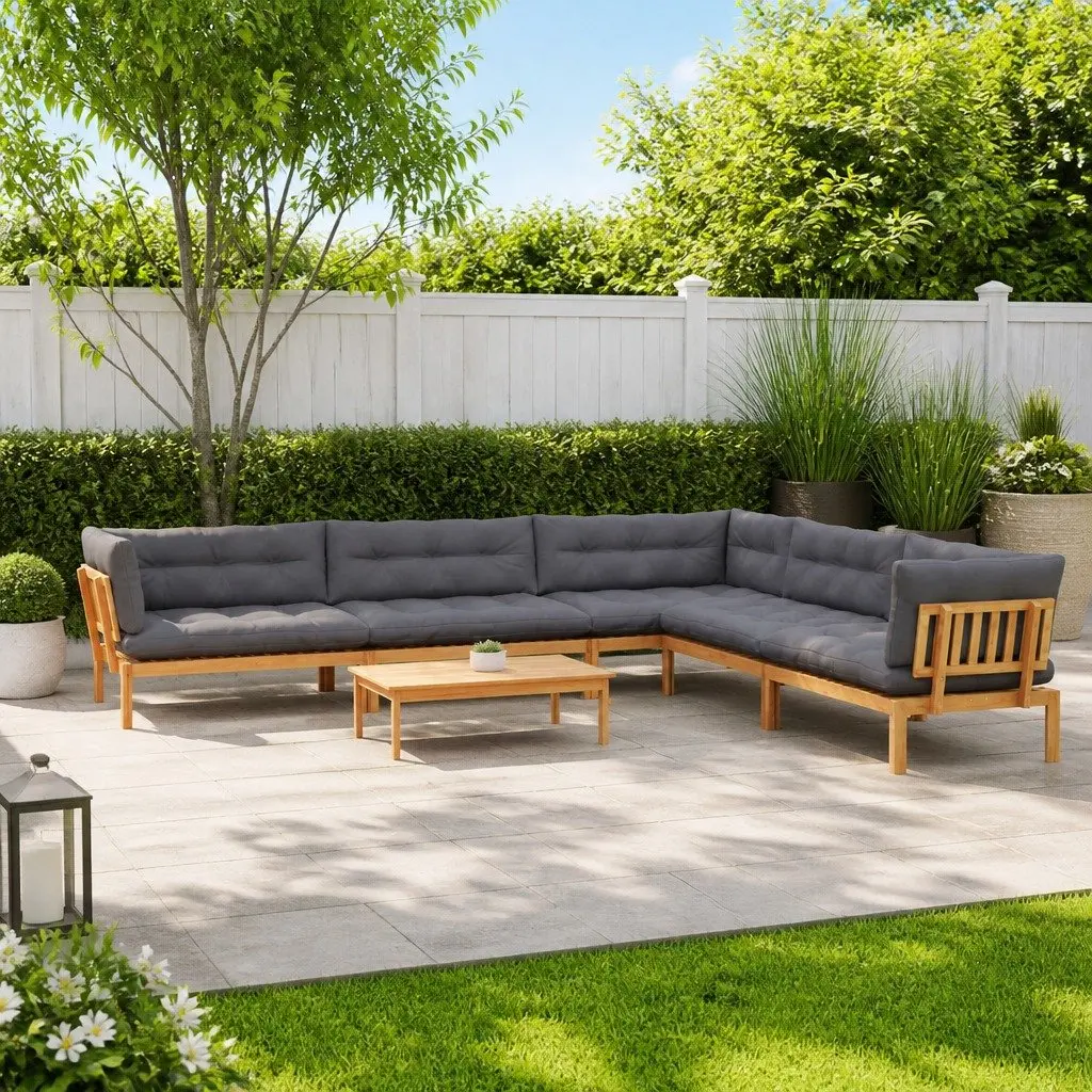 Outdoor Sectional Sofa Set 6 Piece Corner Lounge with Low Table