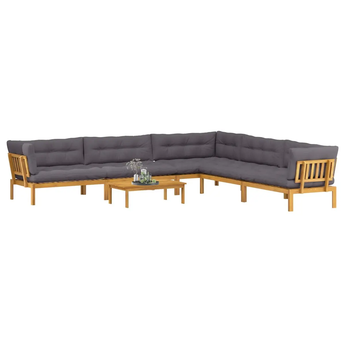 Outdoor Sectional Sofa Set 6 Piece Corner Lounge with Low Table
