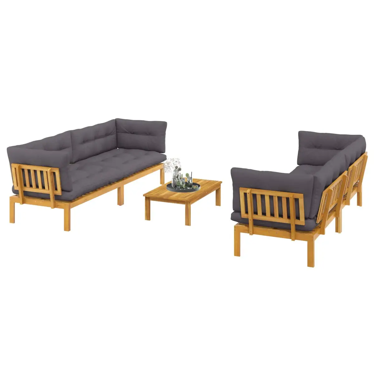 5 Piece Garden Pallet Sofa Set Corner Lounge Outdoor Sectional Units with Table