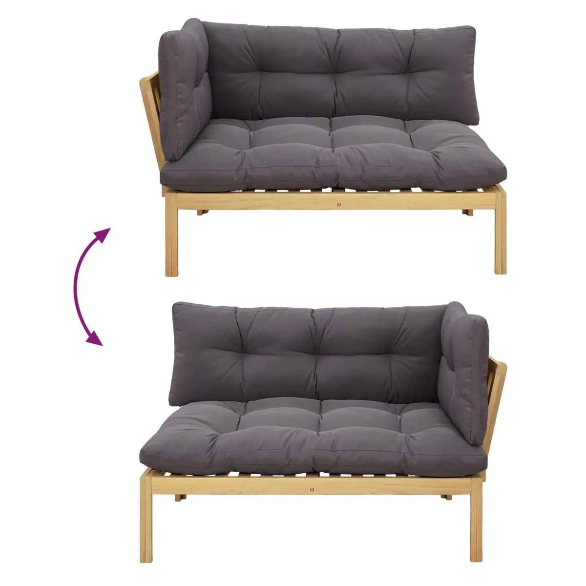 Garden Pallet Sectional Sofa Set 2 Piece Corner Lounge Outdoor Furniture with