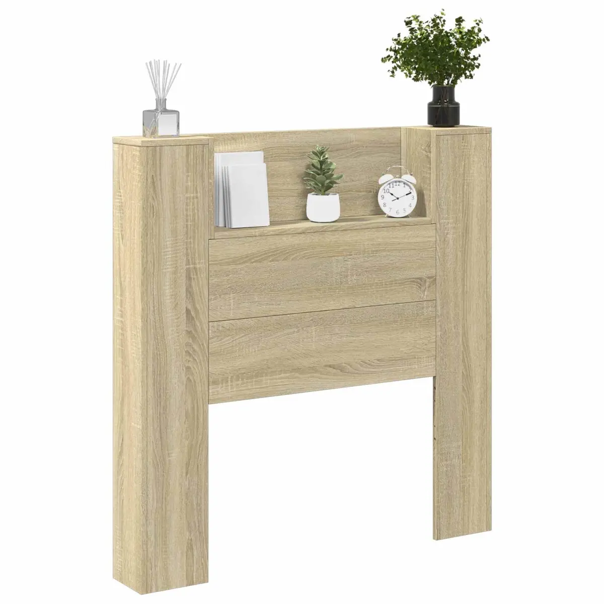 Storage Headboard with RGB LED Lights Engineered Wood Bedroom Furniture