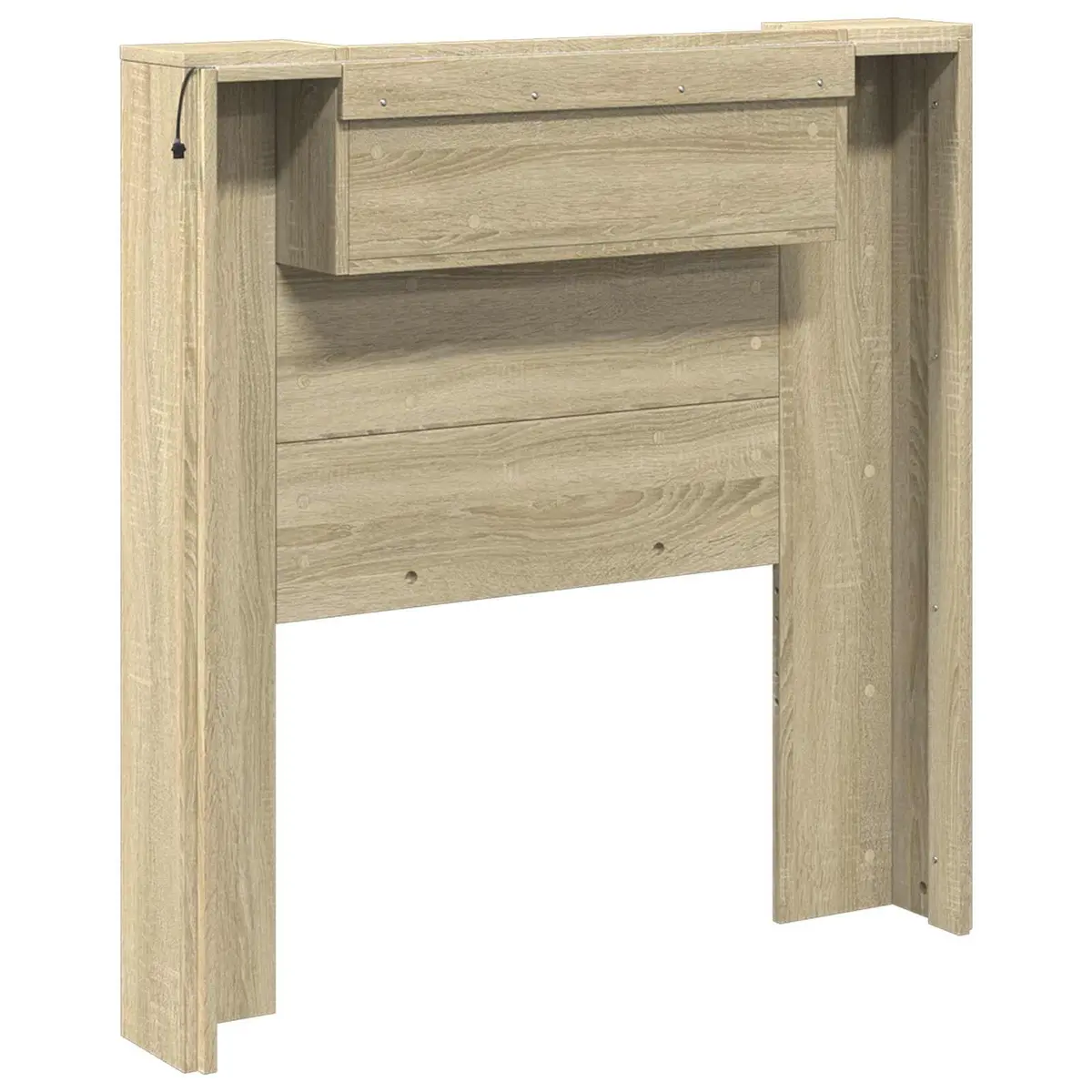 Storage Headboard with RGB LED Lights Engineered Wood Bedroom Furniture