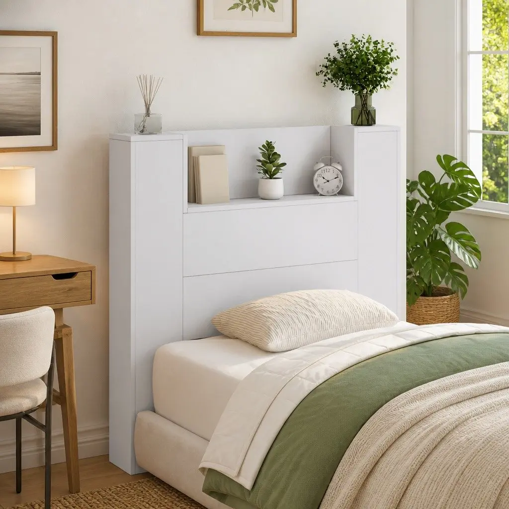 Storage Headboard with LED Lights