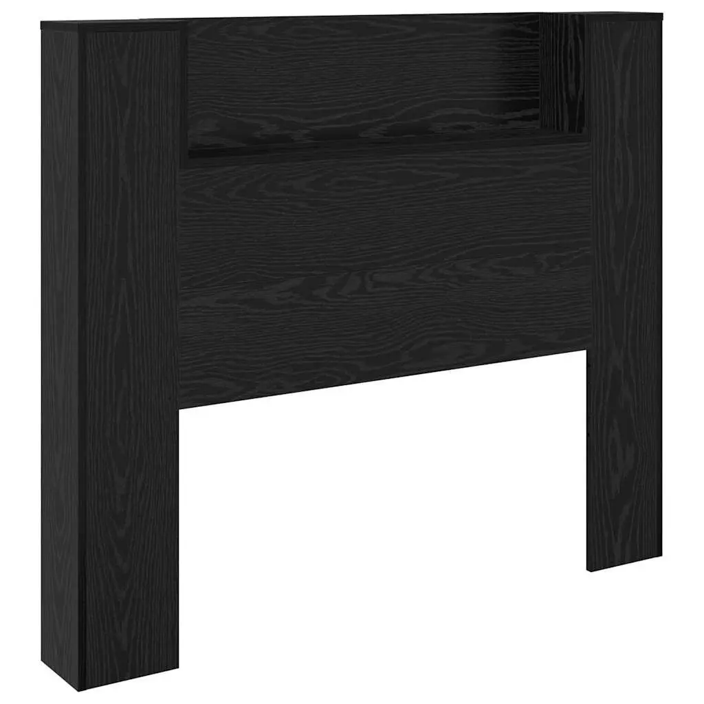 Storage Headboard with RGB LED Lights Black Engineered Wood