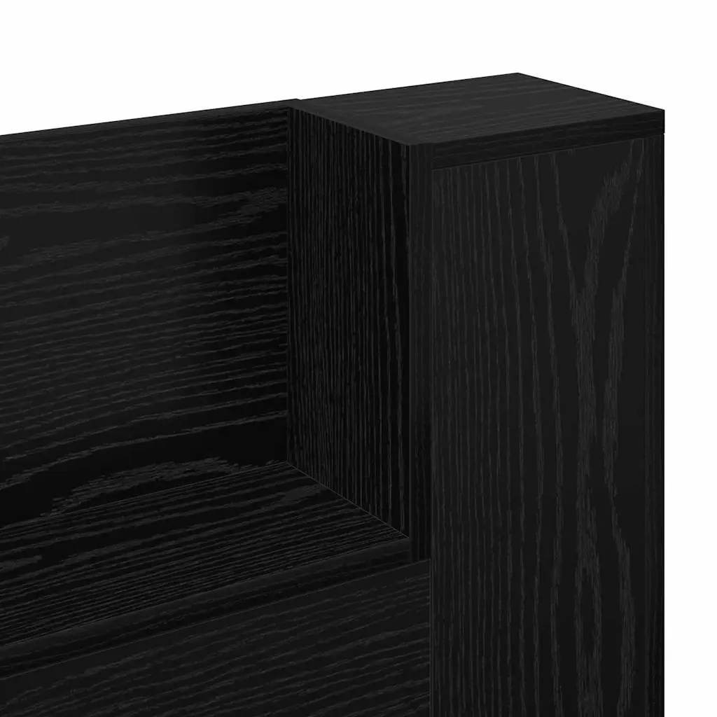 Storage Headboard with RGB LED Lights Black Engineered Wood