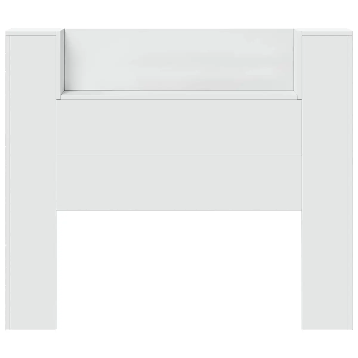 Storage Headboard with RGB LED Lights White Engineered Wood Bedroom Shelf