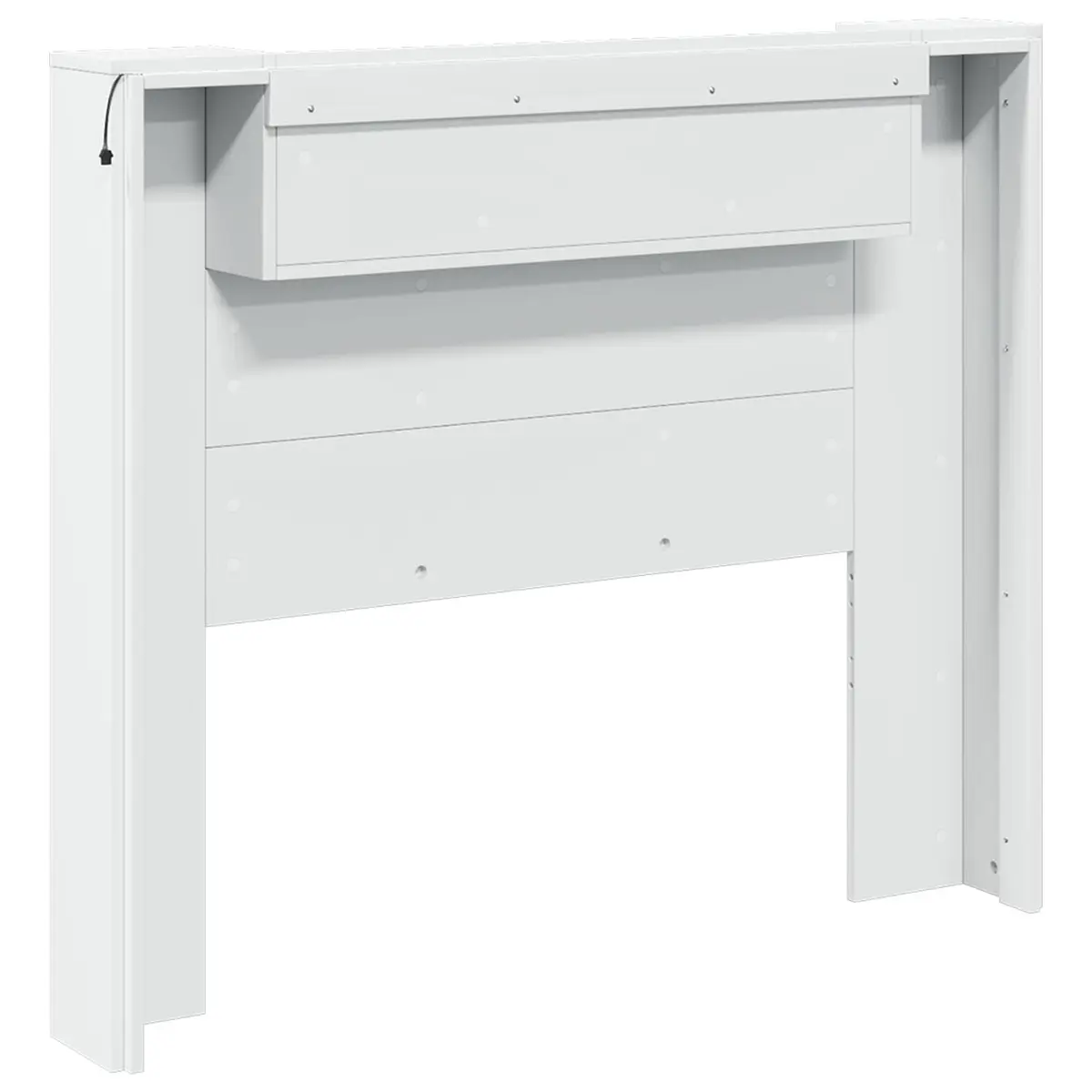 Storage Headboard with RGB LED Lights White Engineered Wood Bedroom Shelf