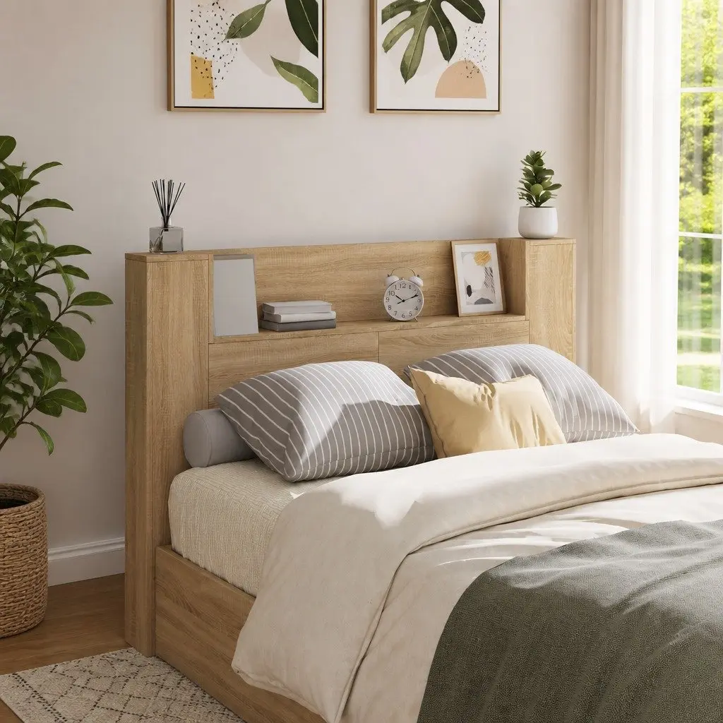 Storage Headboard with LED Ambiance