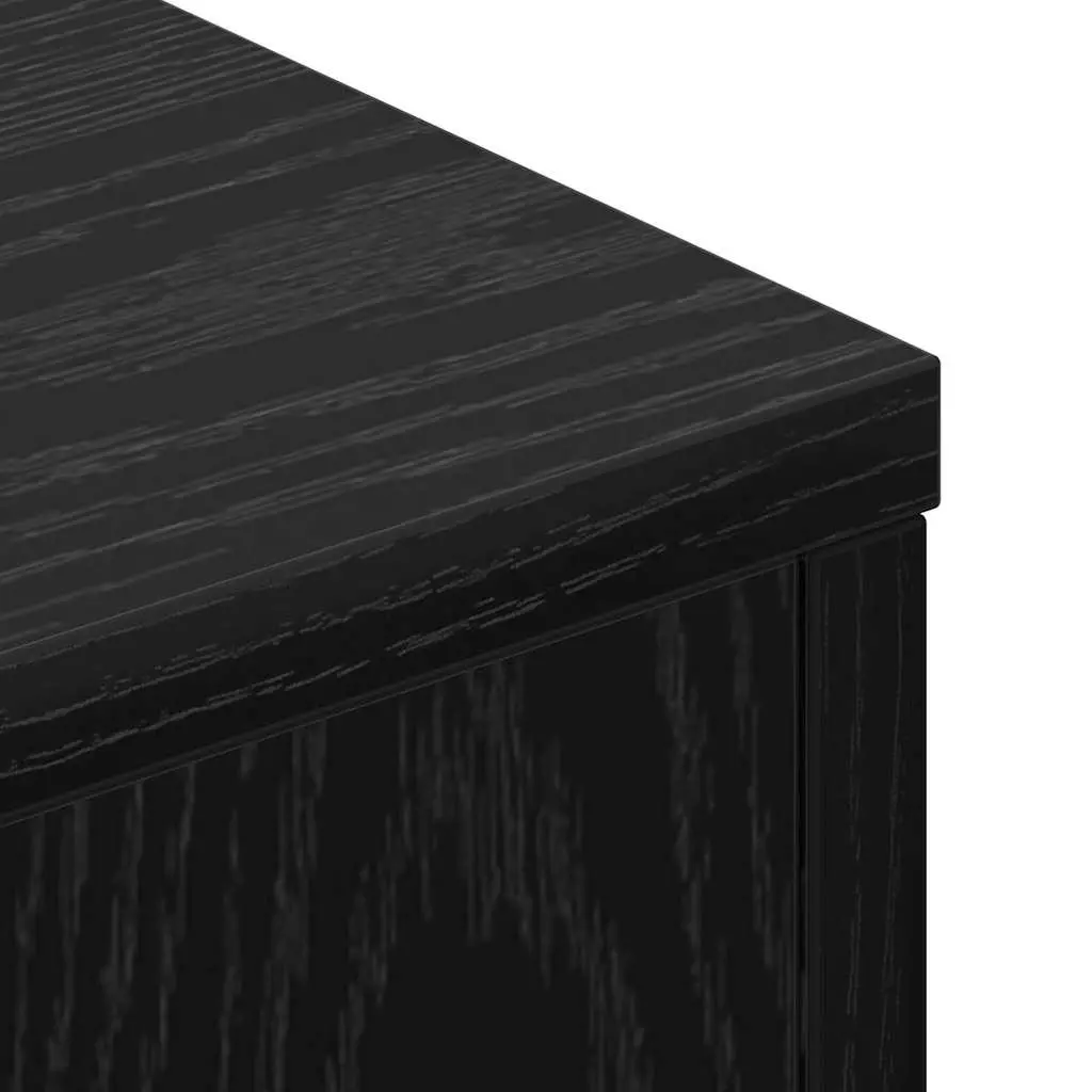 Black Engineered Wood Storage Headboard with Adjustable RGB LED Lights for Bedroom