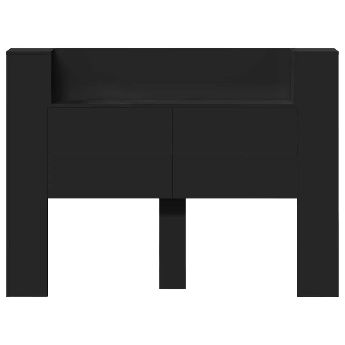 Storage Headboard with RGB LED Lights Engineered Wood Black