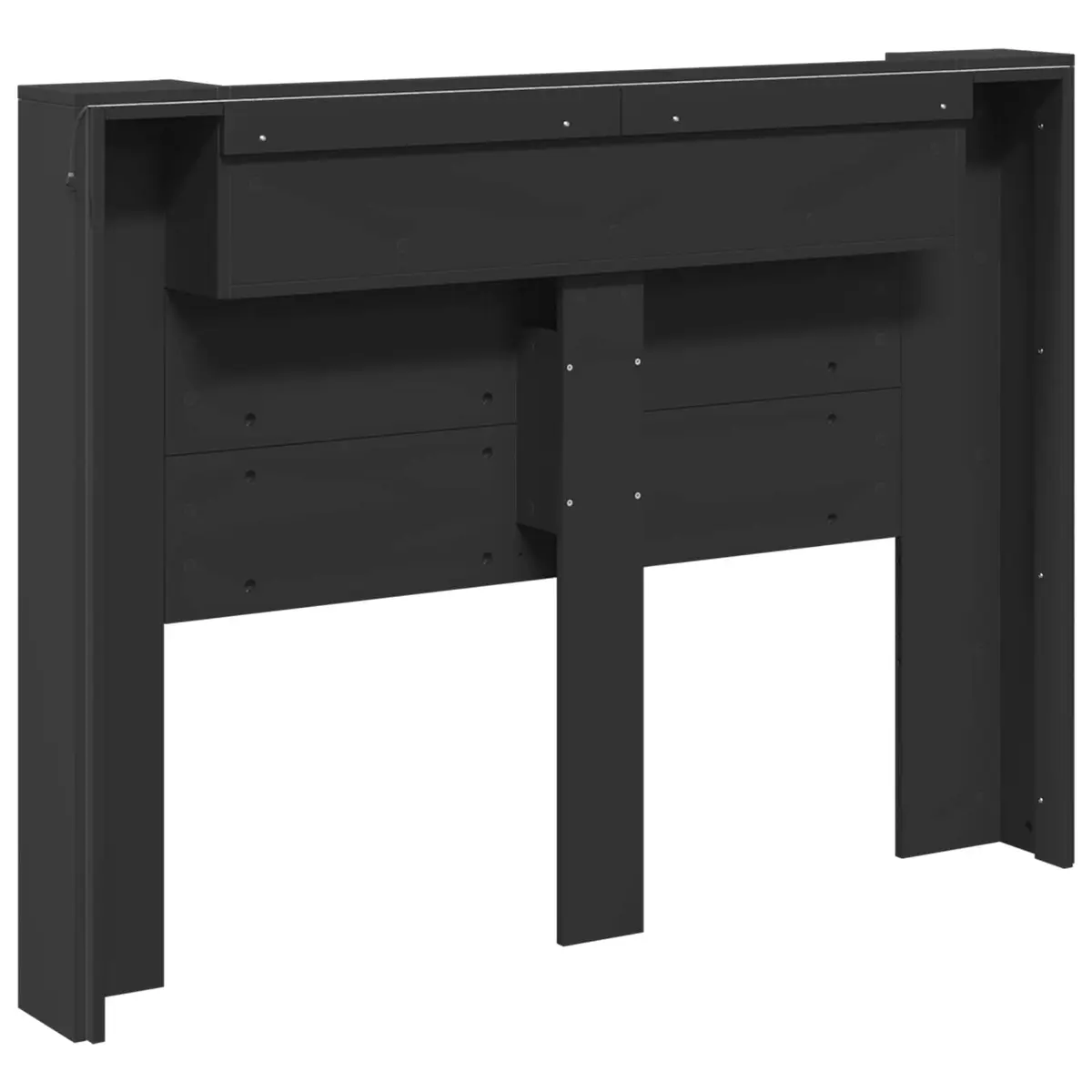 Storage Headboard with RGB LED Lights Engineered Wood Black