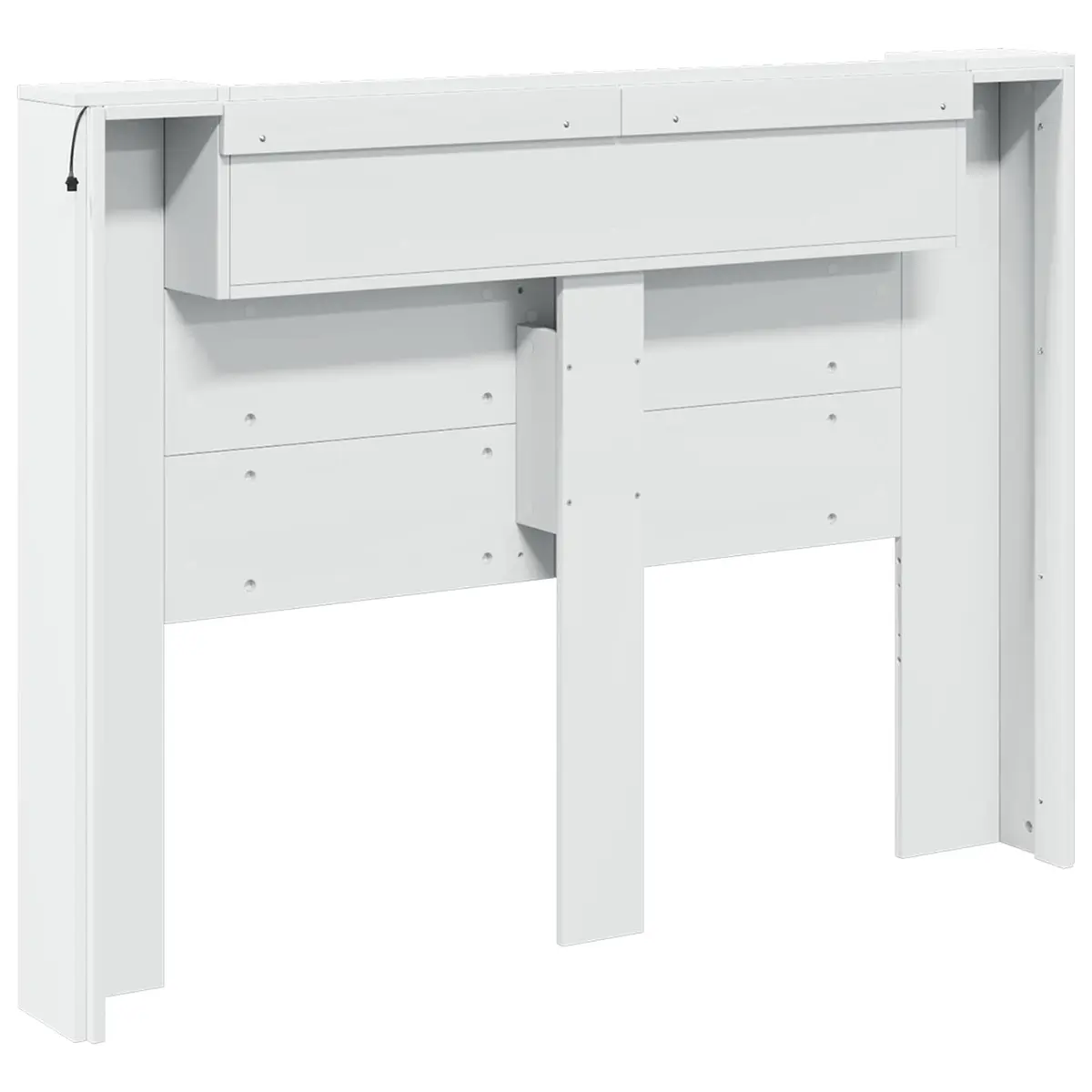 RGB LED Lighting Storage Headboard White Engineered Wood Bedroom Shelf
