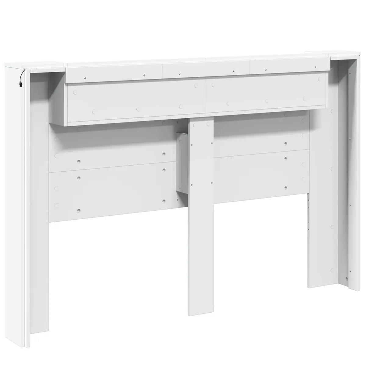 Storage Headboard with RGB LED Lights White Engineered Wood Bedroom Shelf