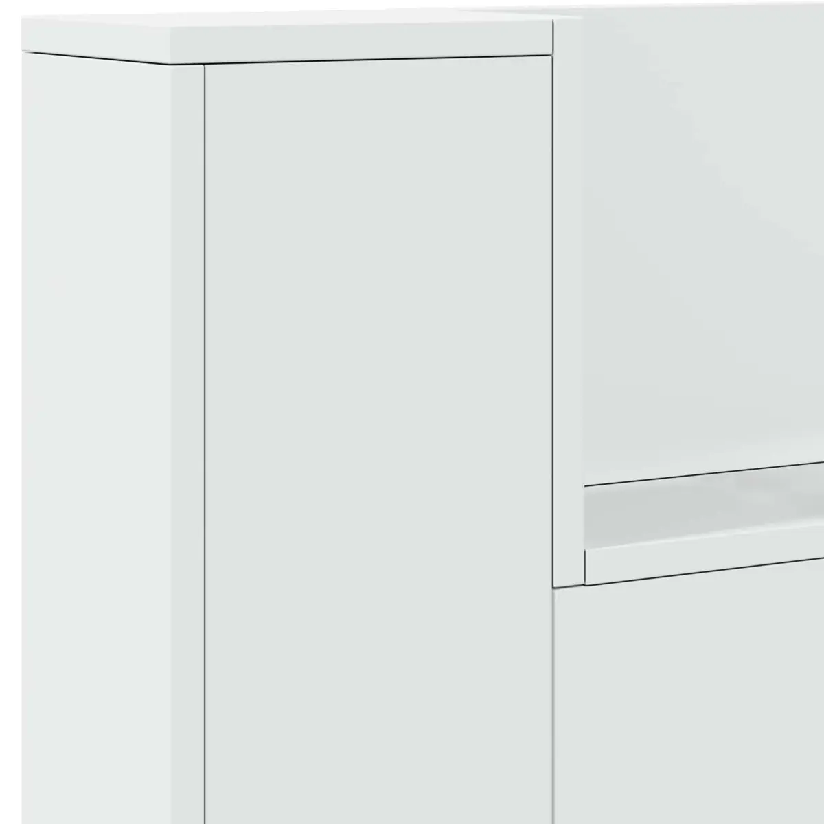 Storage Headboard with RGB LED Lights White Engineered Wood Bedroom Shelf