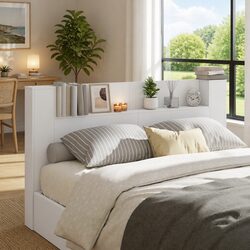 Your New White Storage Headboard with LED Lights Awaits