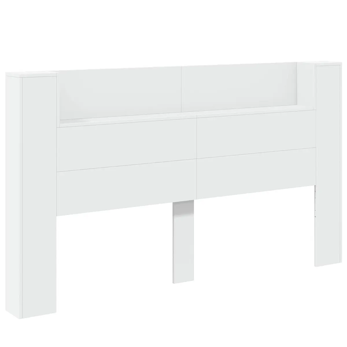White Storage Headboard with LED Lights