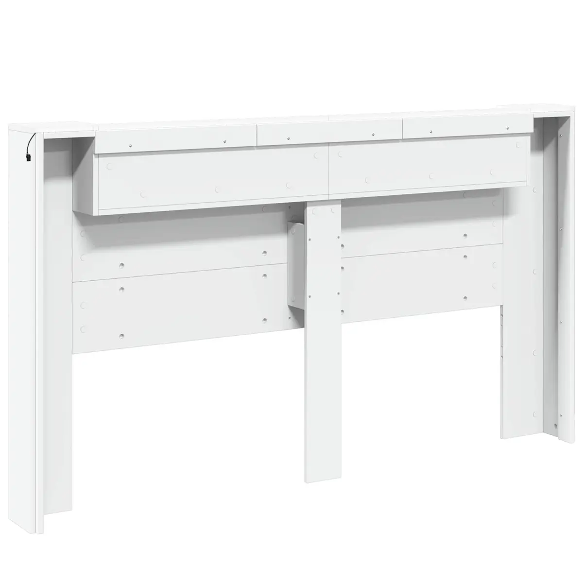 White Storage Headboard with LED Lights