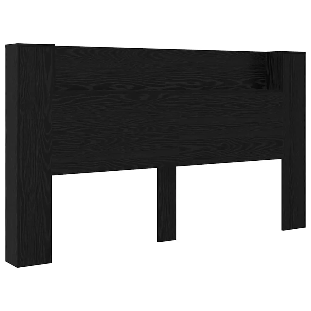 Storage Headboard with RGB LED Lights Black Engineered Wood