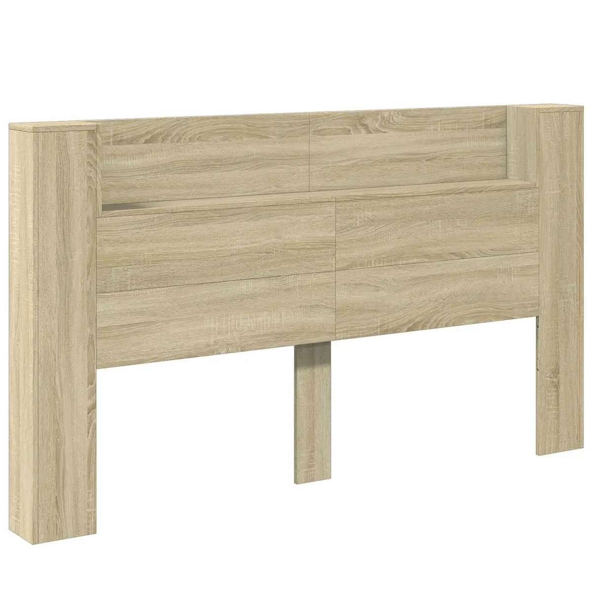 Storage Headboard with LED Lights Brown Engineered Wood