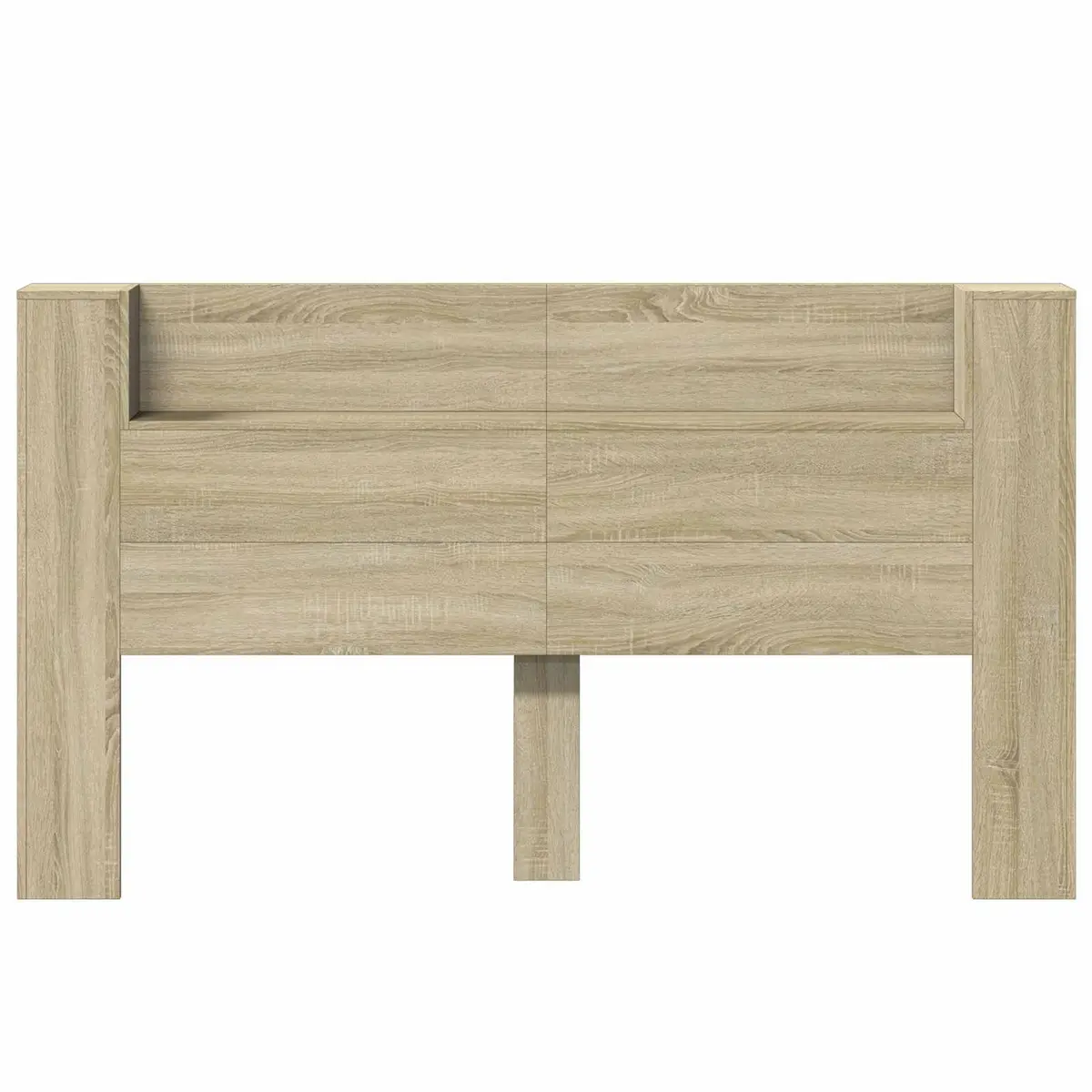 Storage Headboard with LED Lights Brown Engineered Wood