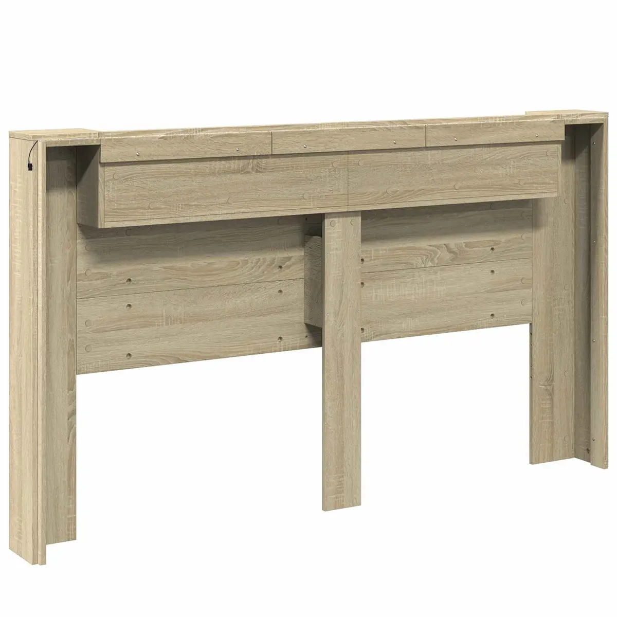 Storage Headboard with LED Lights Brown Engineered Wood