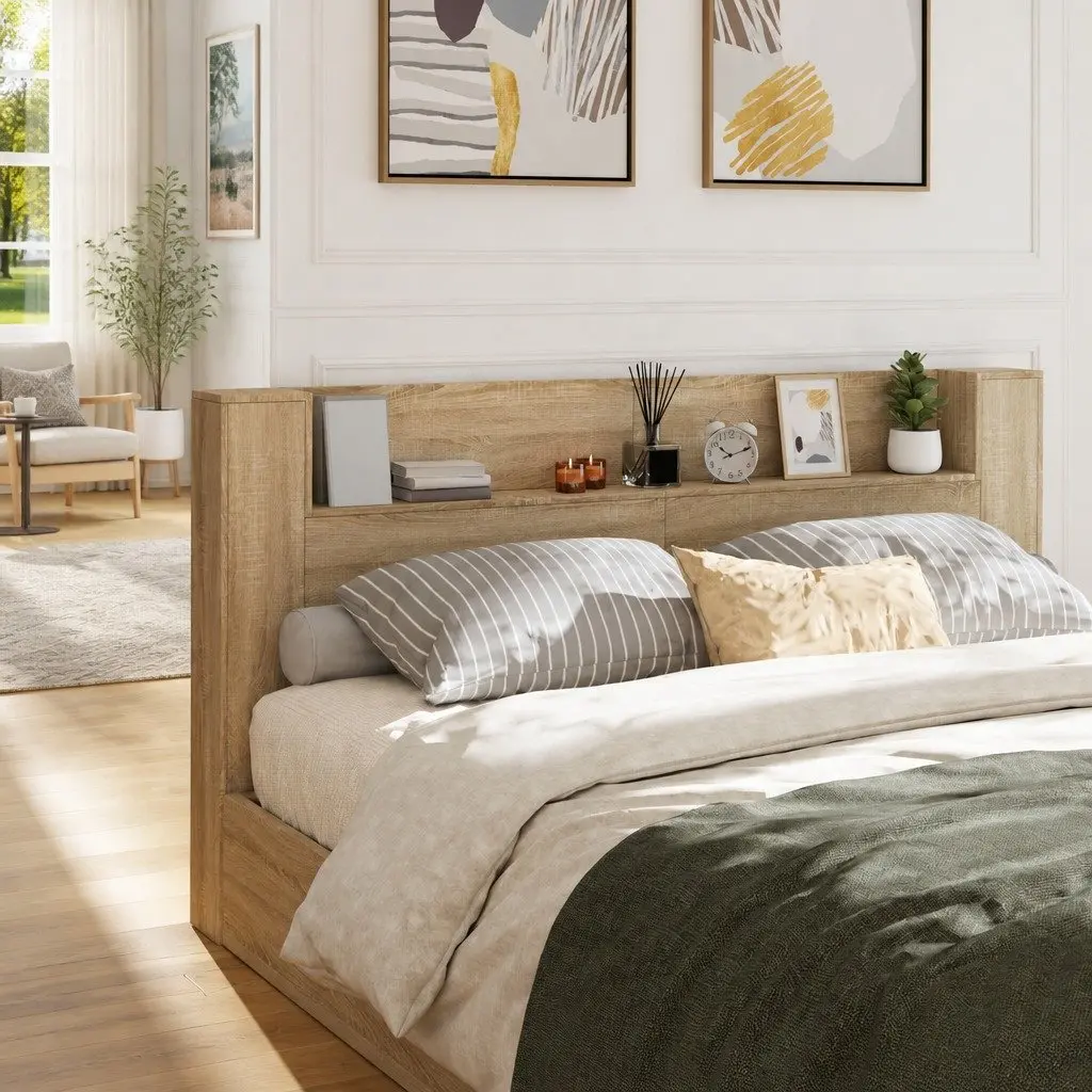 Storage Headboard with LED Ambiance