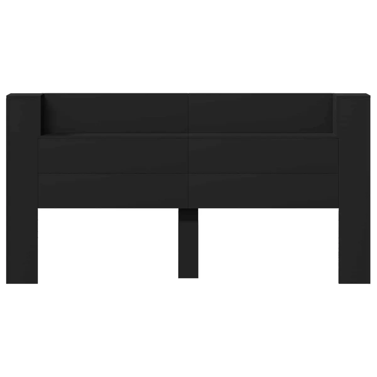 Storage Headboard with RGB LED Lights Black Engineered Wood