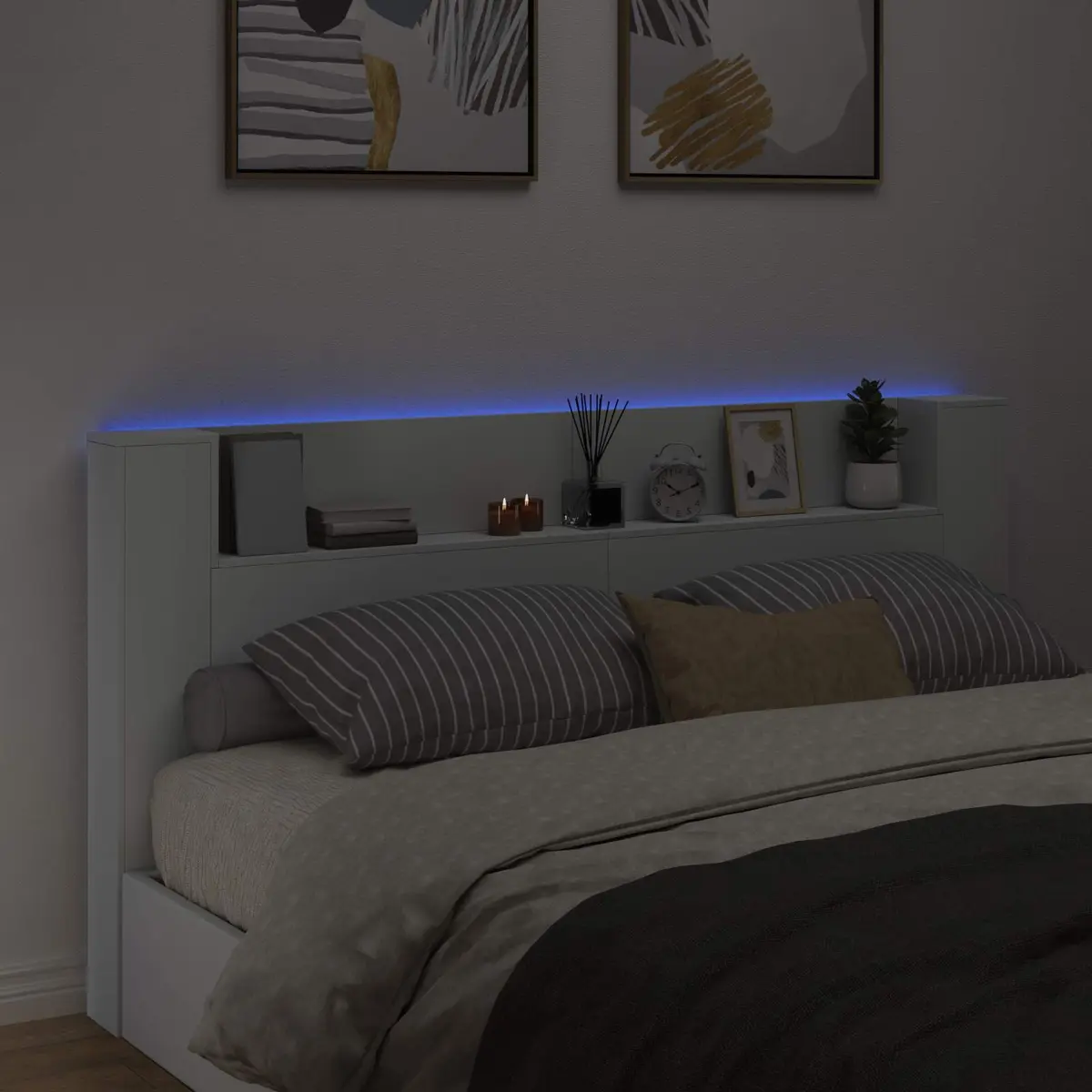 Storage Headboard with RGB LED Lights