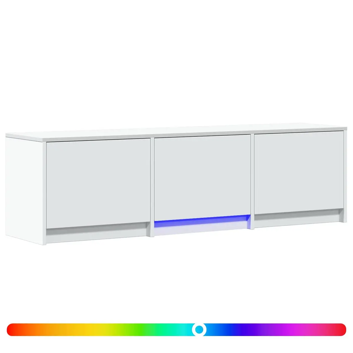 TV Cabinet with LED Lights White Engineered Wood Storage Unit Lounge Media