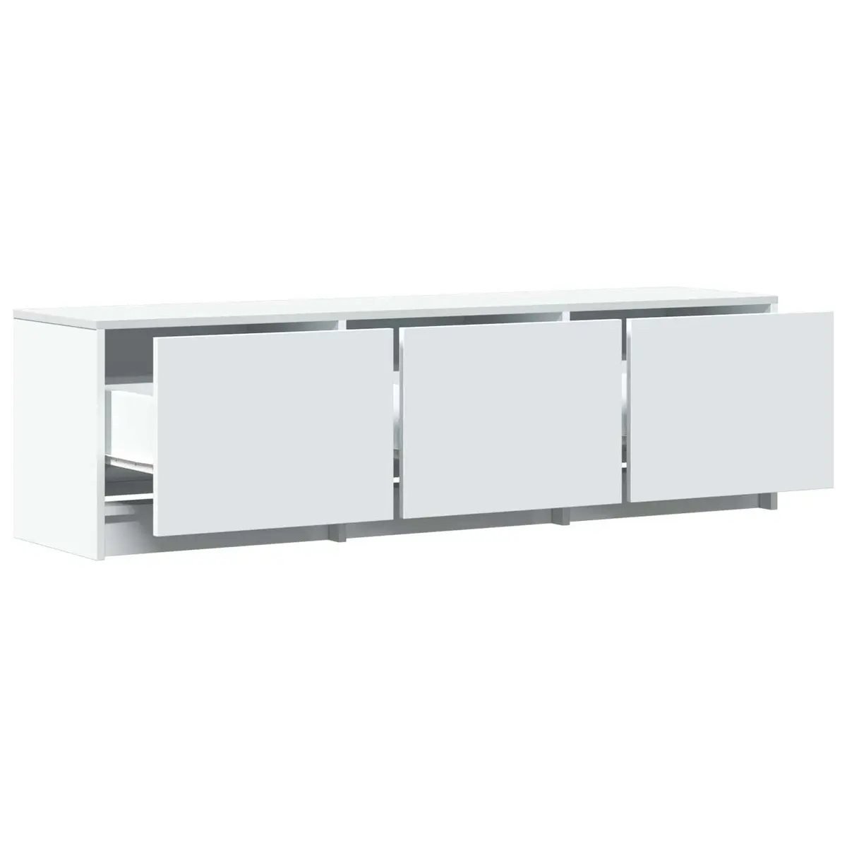 TV Cabinet with LED Lights White Engineered Wood Storage Unit Lounge Media