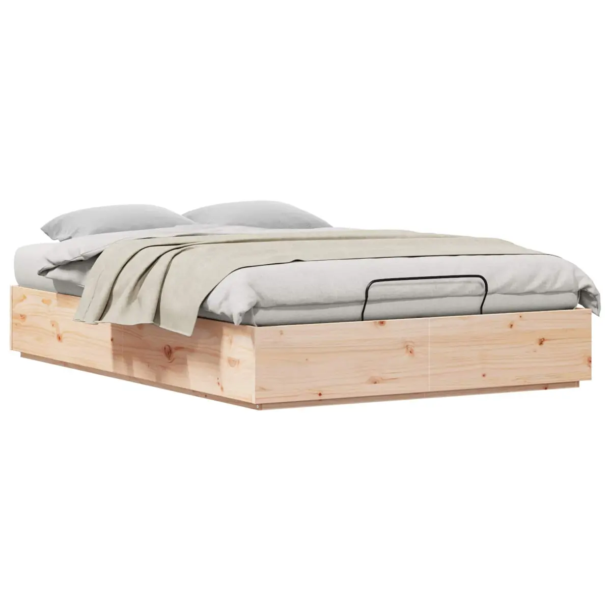 Ottoman Bed Frame with Storage Brown Solid Pine Wood 150 x 200 cm